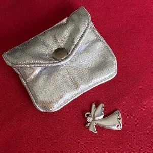 Silver Christmas Guardian Angel Pendant in Silver Sheng Tong Zip Pouch